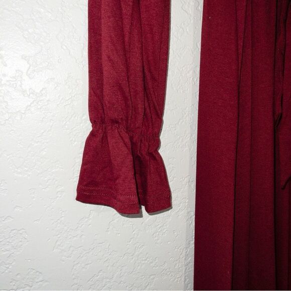 NWT Kojooin Burgundy V-Neck Wrap Long Sleeve Maternity Dress Size Medium - Picture 3 of 8